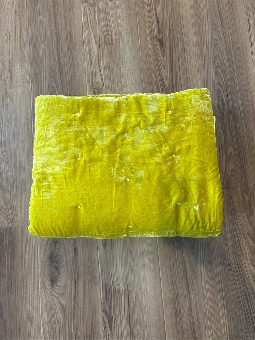 Crate & Barrel Audra Crushed Velvet Twin Comforter Yellow